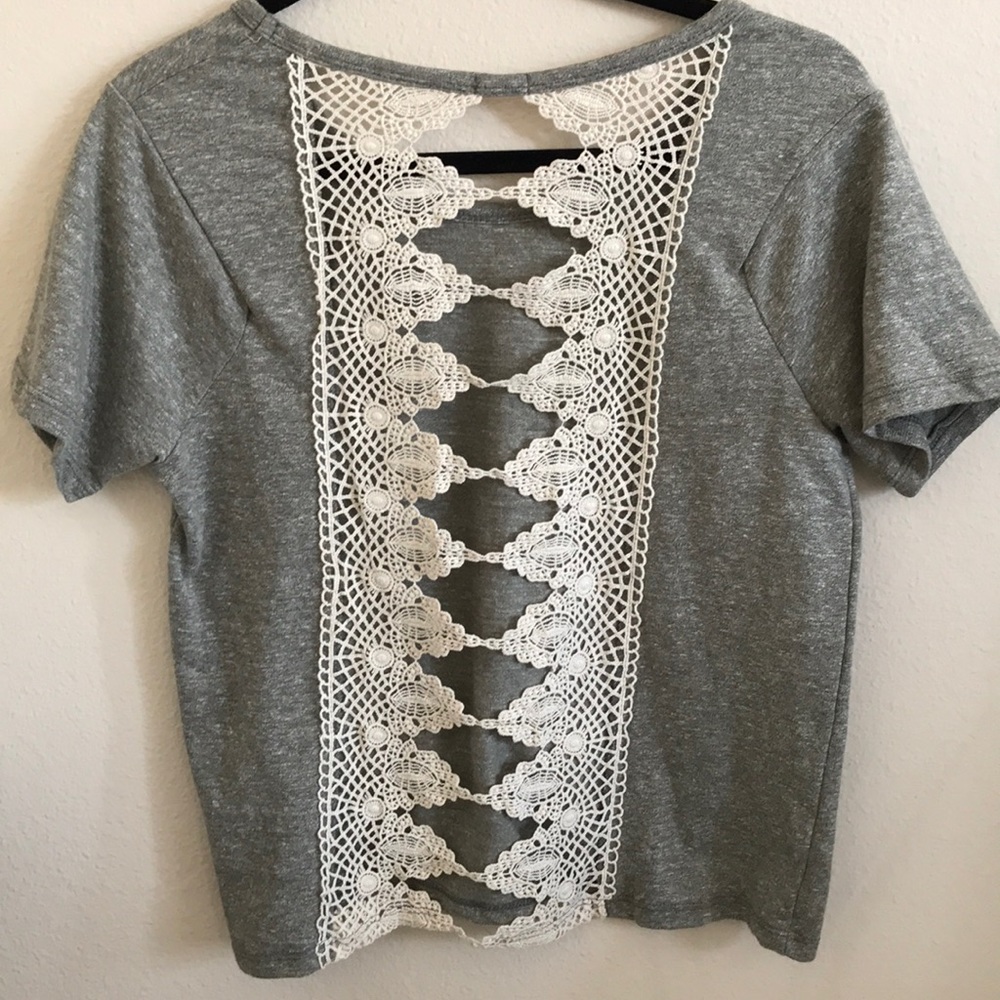 Gibson Marbled Grey Lace Crochet Back